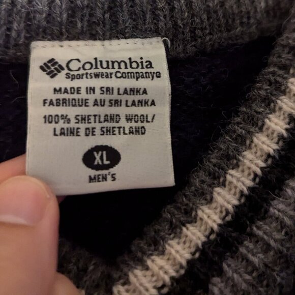 Vintage Shetland Wool Sweater Grandpa Fisherman Core Columbia V Neck Unisex - Picture 4 of 6